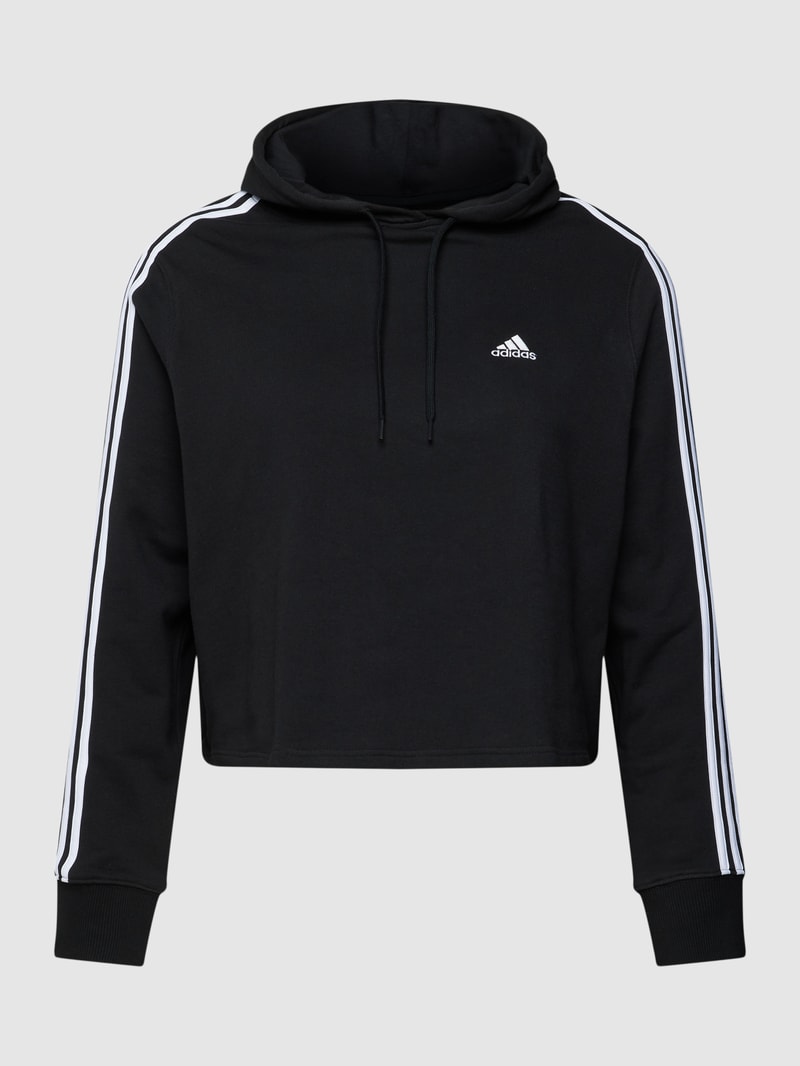 PLUS SIZE cropped Hoodie mit Label-Detail in schwarz
