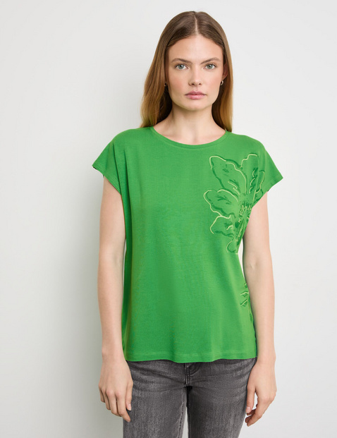 Kurzarmshirt mit platziertem Floral-Print