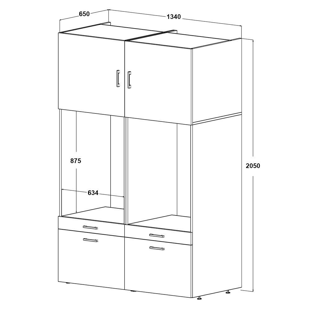 Roomart Waschmaschinenumbauschrank (Überbauschrank für Waschmaschine Trockner Waschturm Mehrzweckschrank)