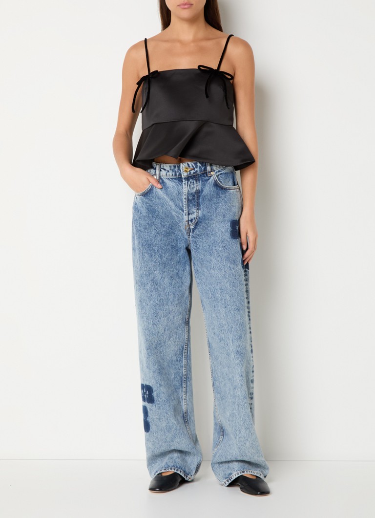 Blusa de alcinha de cetim Ganni com detalhe de laço