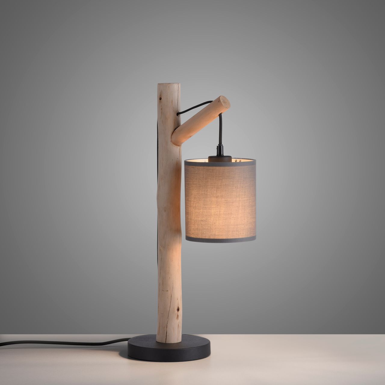 JUST LIGHT Tischleuchte GREEN TRIBU, 1x E27/10,00Watt max., Eukalyptusholz, Taupe