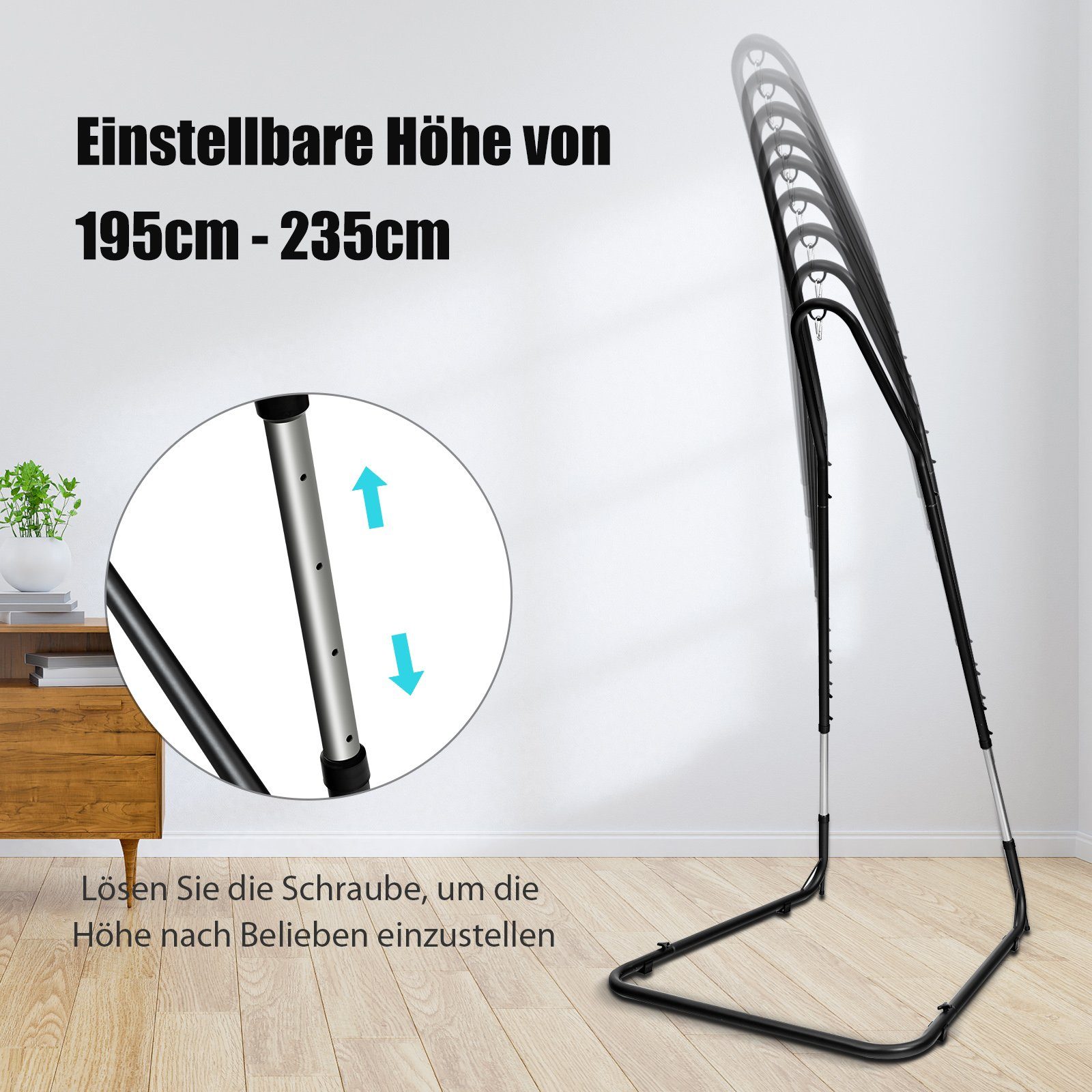 COSTWAY Hängemattengestell, bis 150kg, 195-235cm verstellbar ohne Hängematte