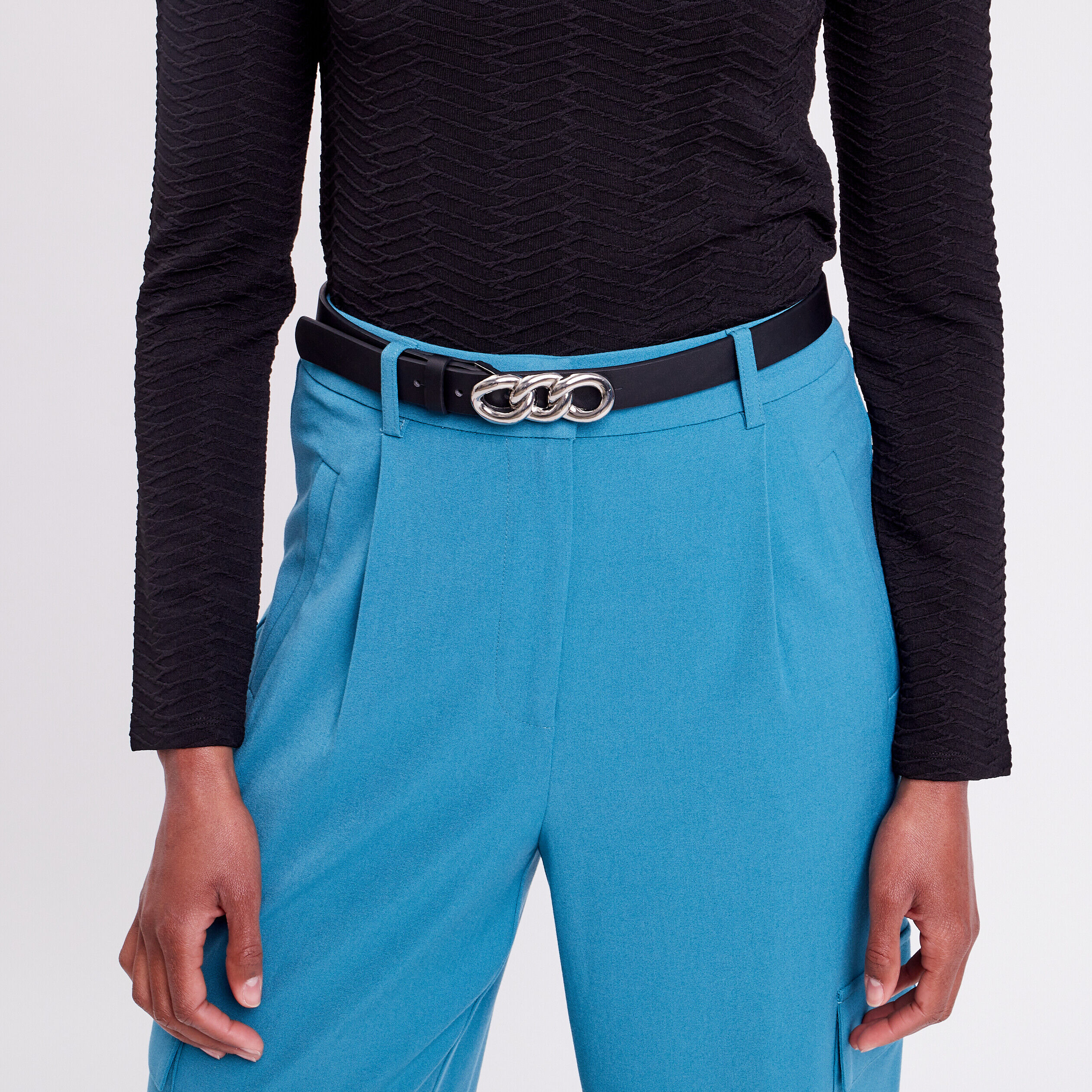 Ceinture fine 3 anneaux noir femme | Cache Cache