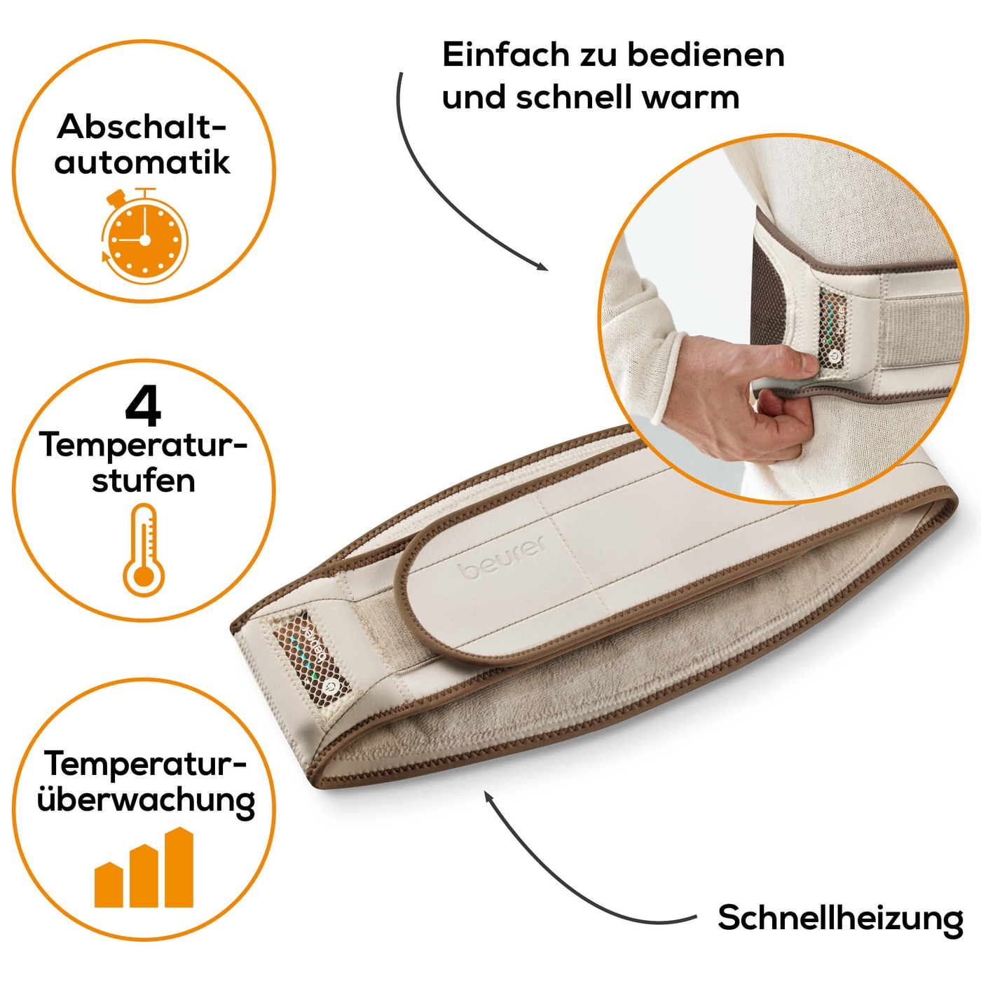 Beurer mobiler Wärmegürtel HK 72 Akku-Wärmegürtel für den Rücken mit Akku - perfekt für unterwegs