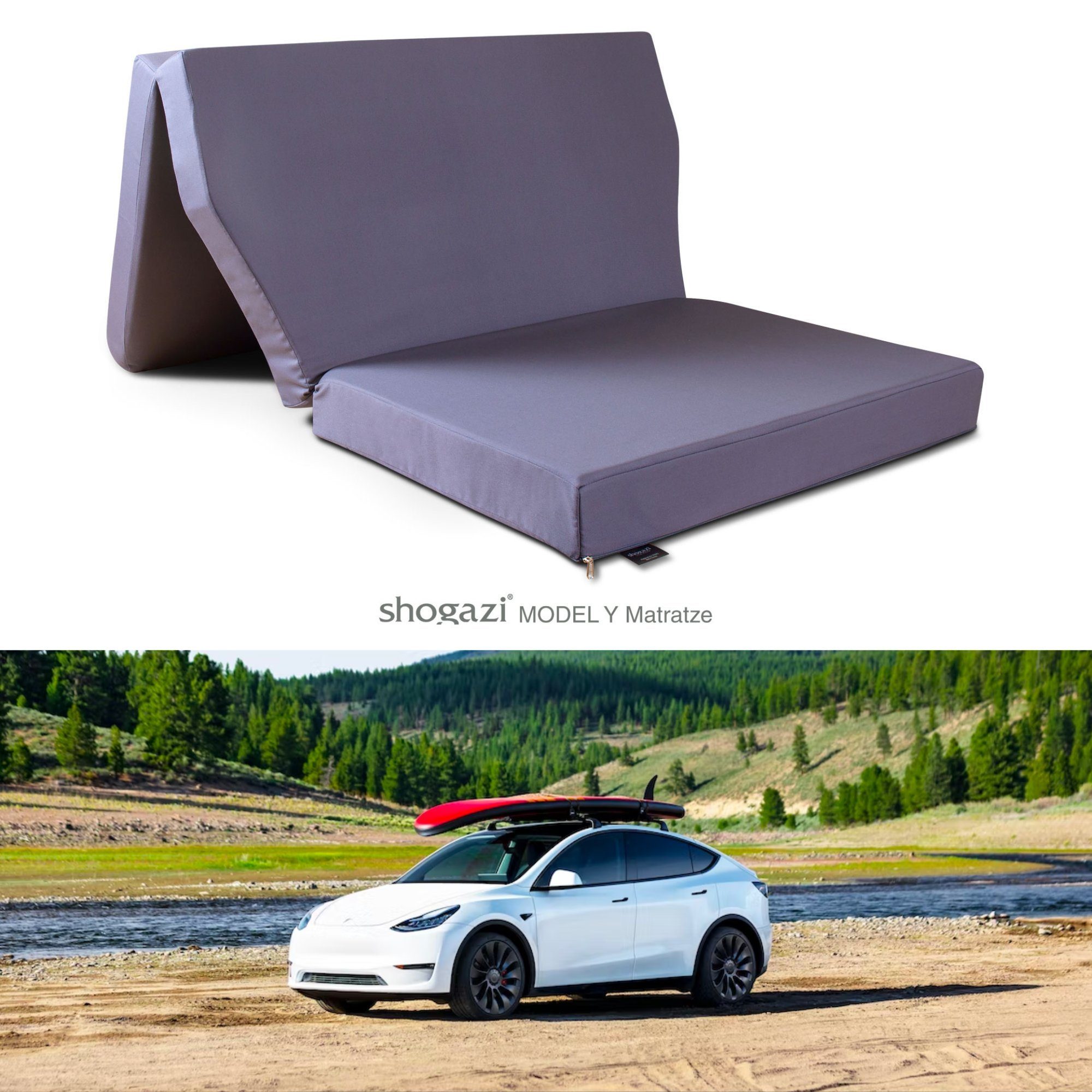 Klappmatratze Tesla Matratze Modell Y, Auto Camping Matratze, shogazi ®, 12 cm hoch, (Set), 3-teilig mit abnehmbarem Bezug, Maße: 120x200cm