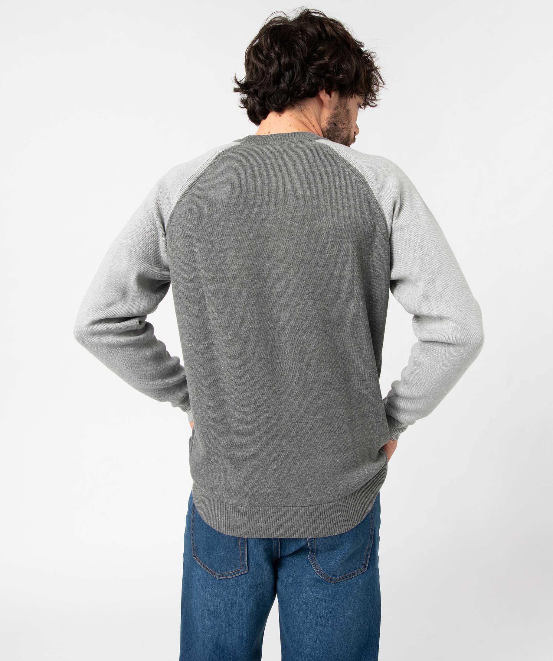 Pull homme bicolore à maille fantaisie gris | GEMO