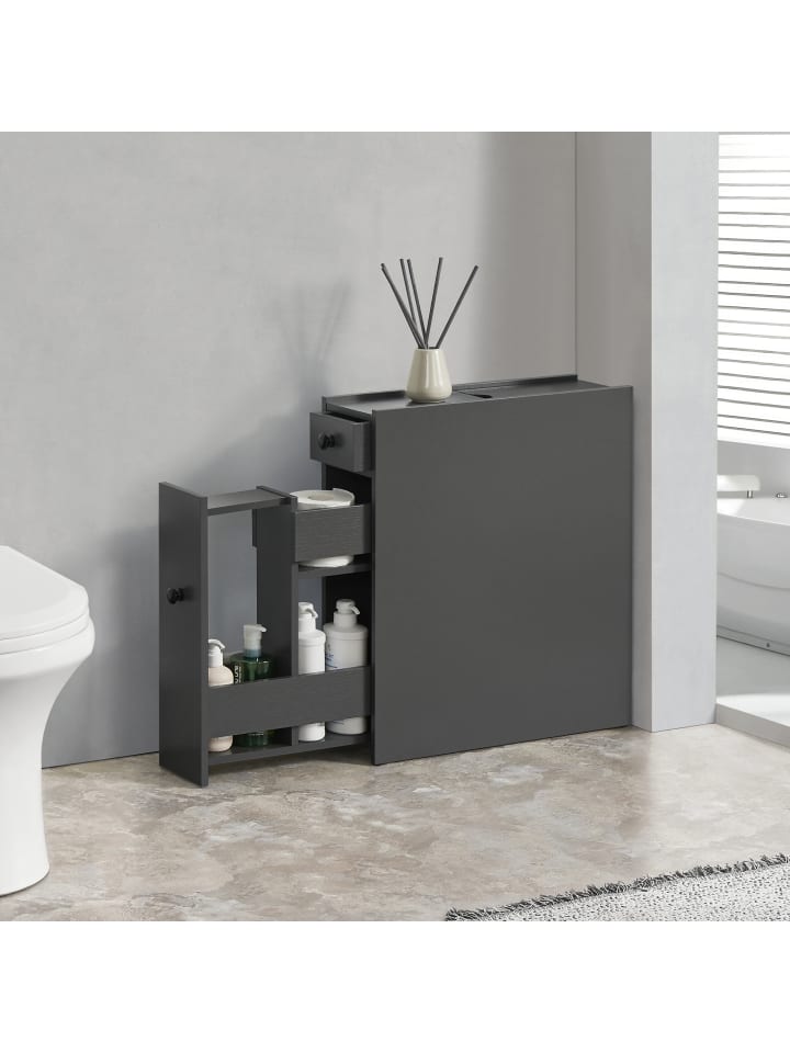 en.casa Badezimmerschrank Kihniö in Grau (H)58cm (B)16cm (T)48cm günstig kaufen onesize