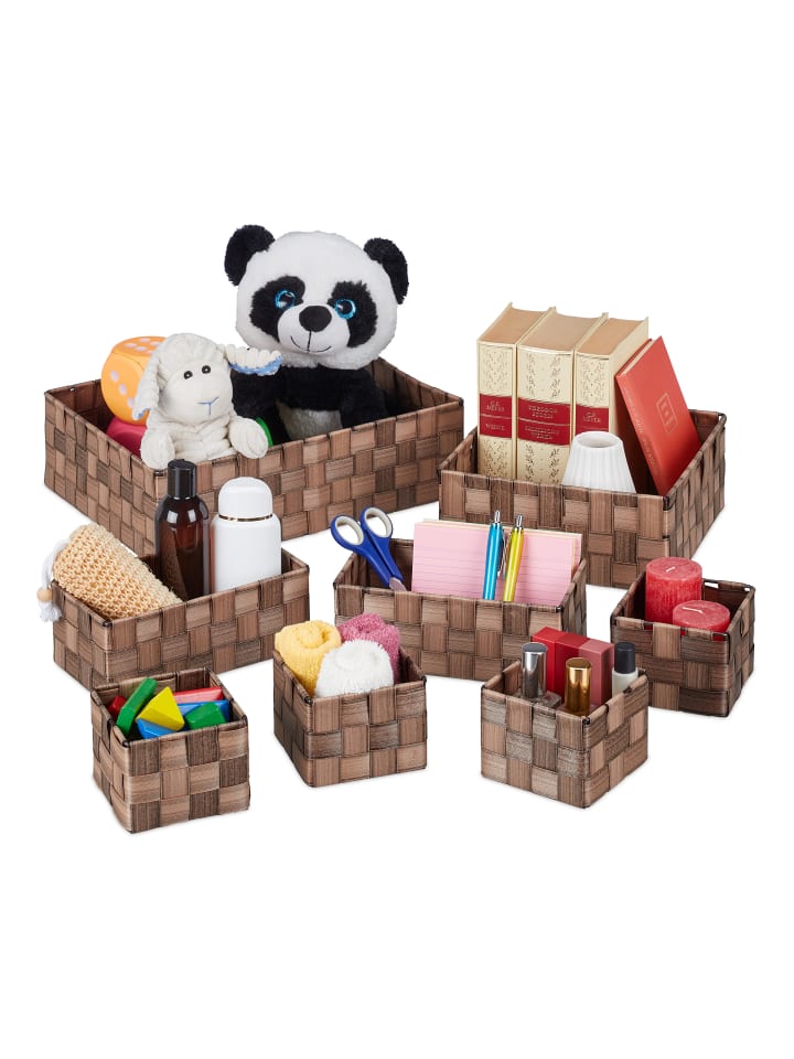 relaxdays 8-tlg. Aufbewahrungskorb Set in Braun günstig kaufen onesize