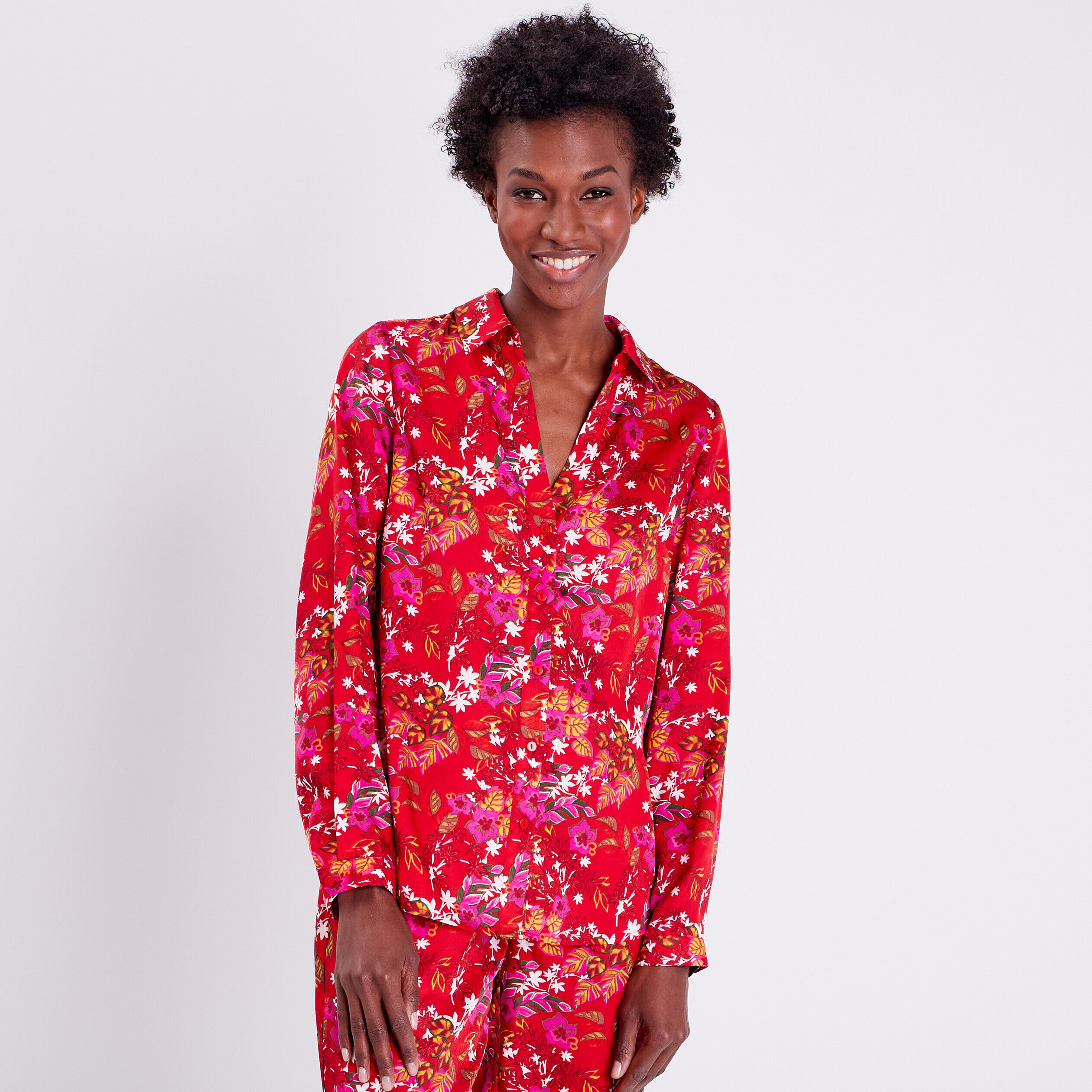 Chemise manches longues rouge femme | Cache Cache