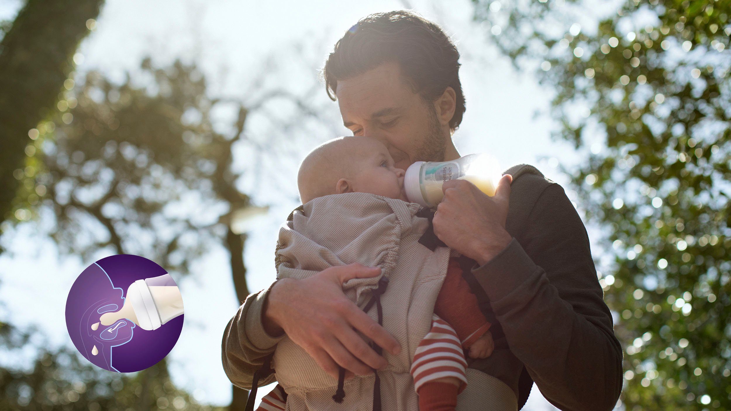 Philips AVENT Babyflasche Natural Response Flaschen-Set Air-Free Ventil SCD657/11, 4 Flaschen mit AirFree-Ventil, ultra soft Schnuller, Flaschenbürste
