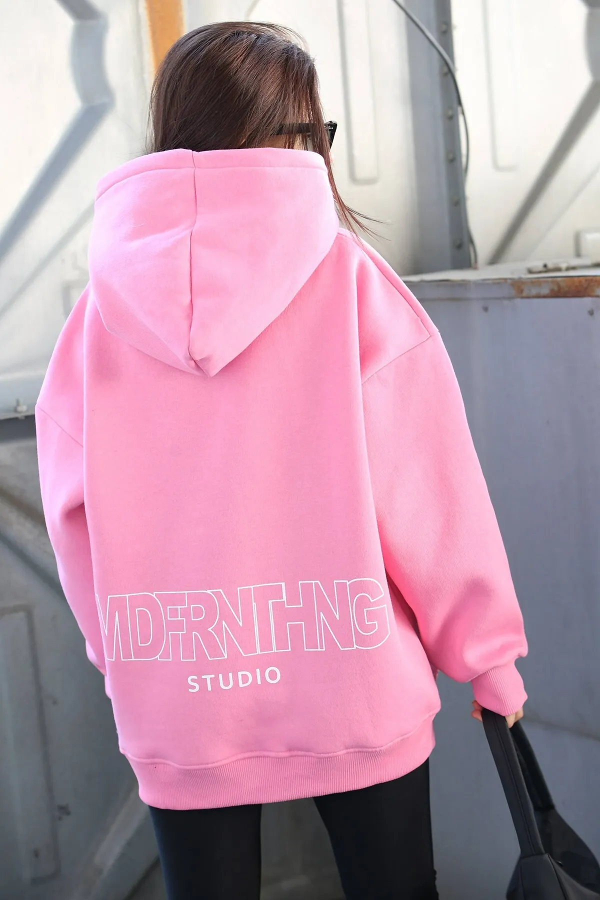 Madmext  Rosa bedrucktes Oversize-Sweatshirt „Mad Girls“ Mg1287