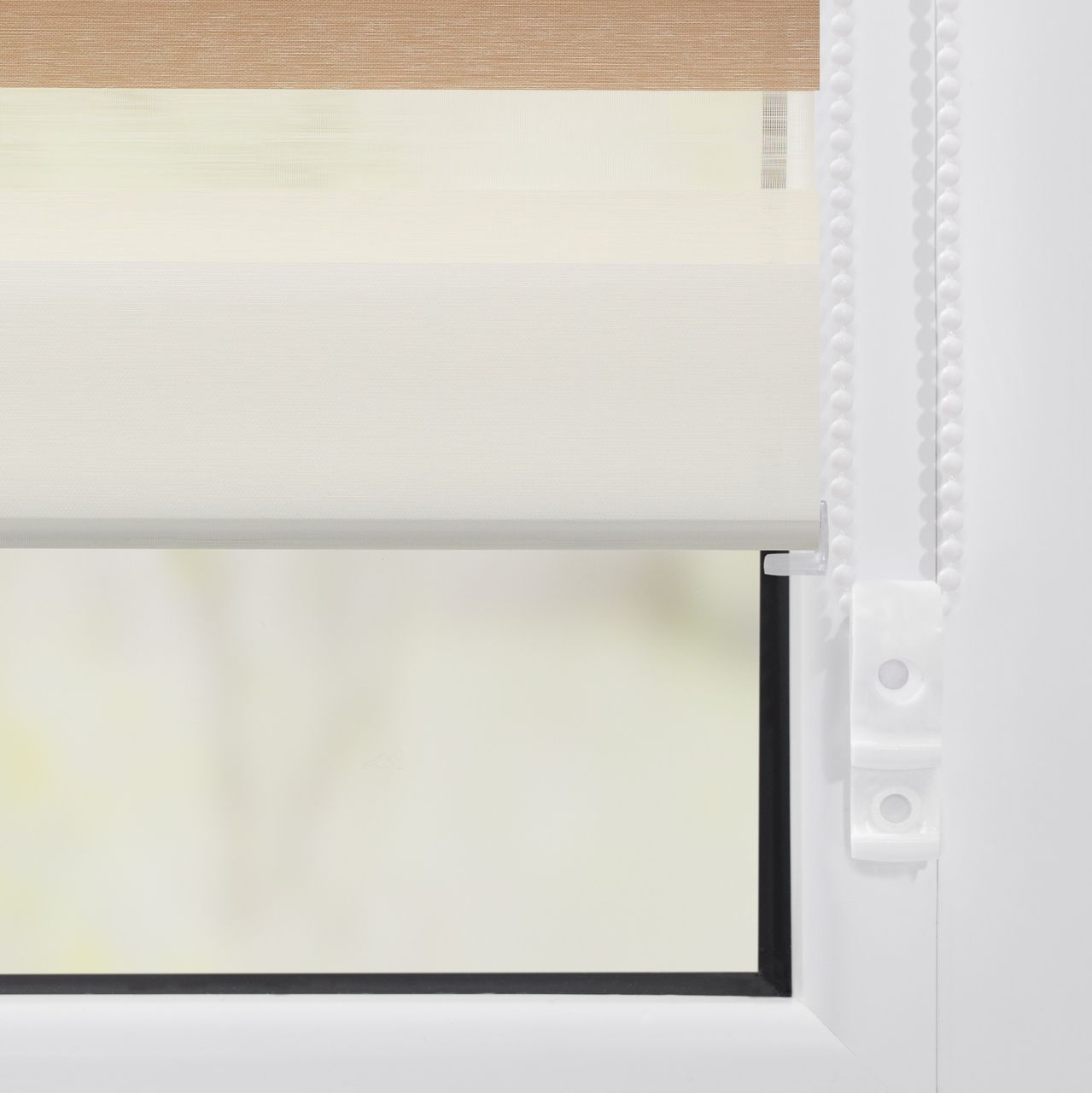Lichtblick Duo-Rollo Klemmfix, ohne Bohren, Bunt - Creme - Weiß - Braun, 45 x 150 cm (B x L)