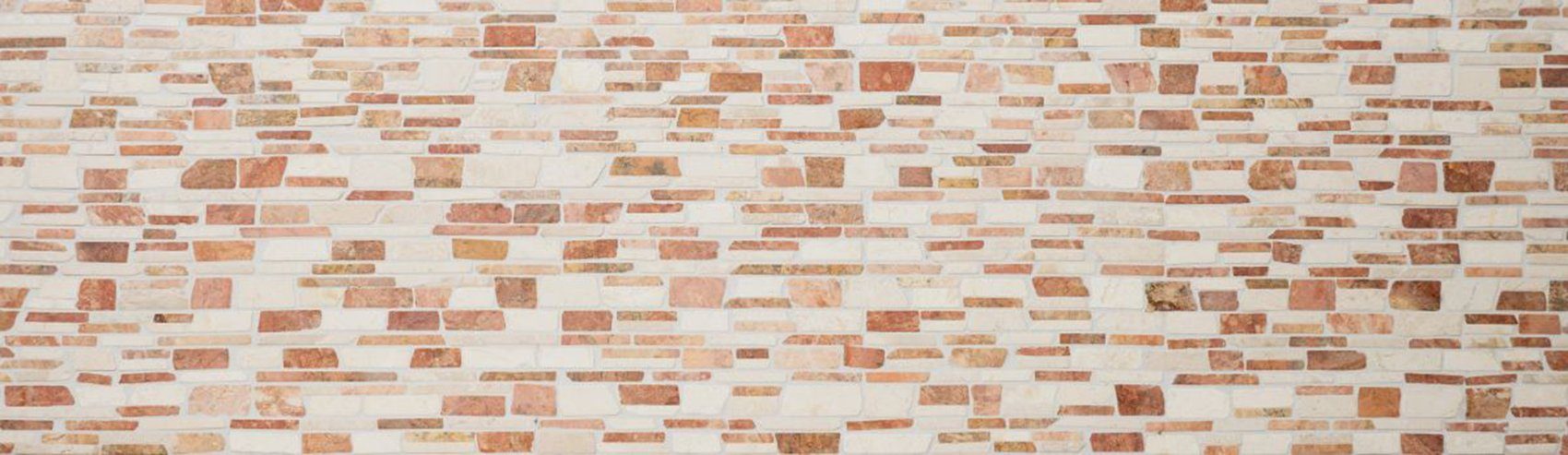 Mosani Bodenfliese Rechteckiges Marmormosaik Mosaikfliesen mix beige rot matt