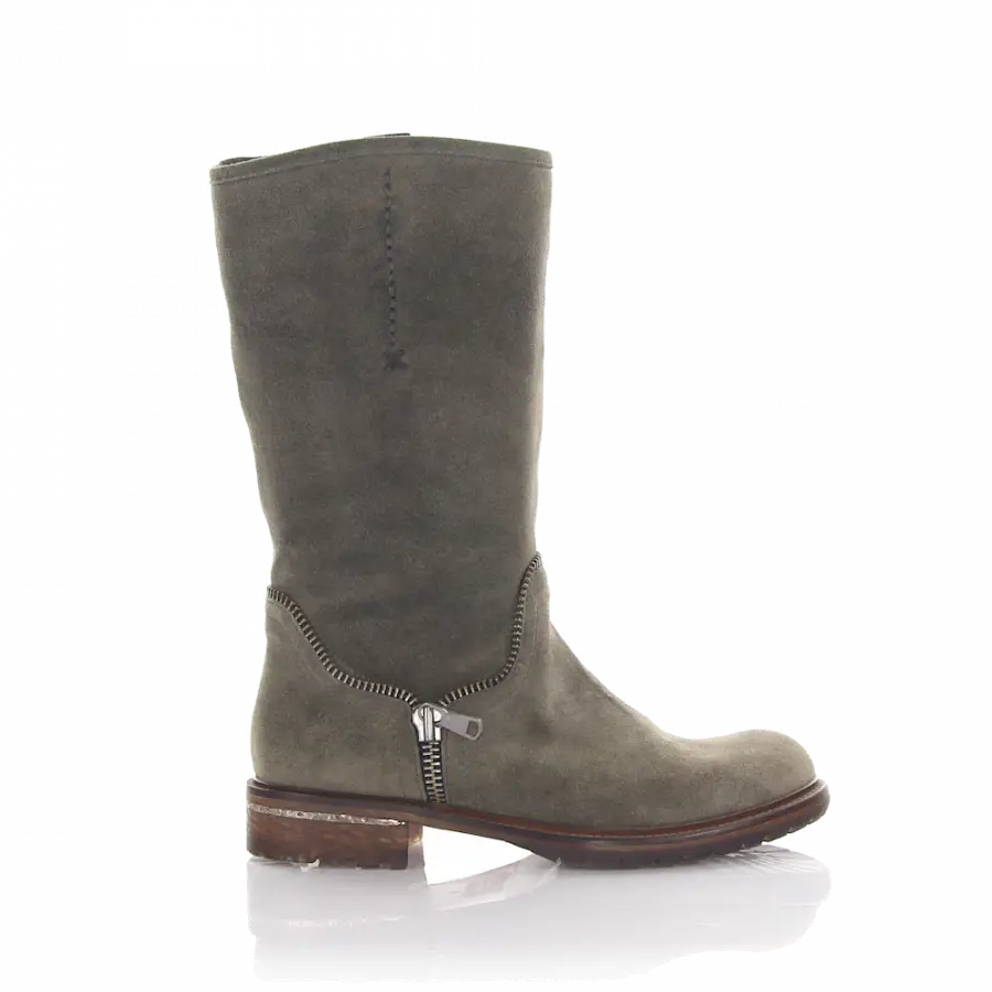 Rossano Bisconti - Stiefel SENSORY Veloursleder Metallverzierung Zierreißverschluss grau - grau