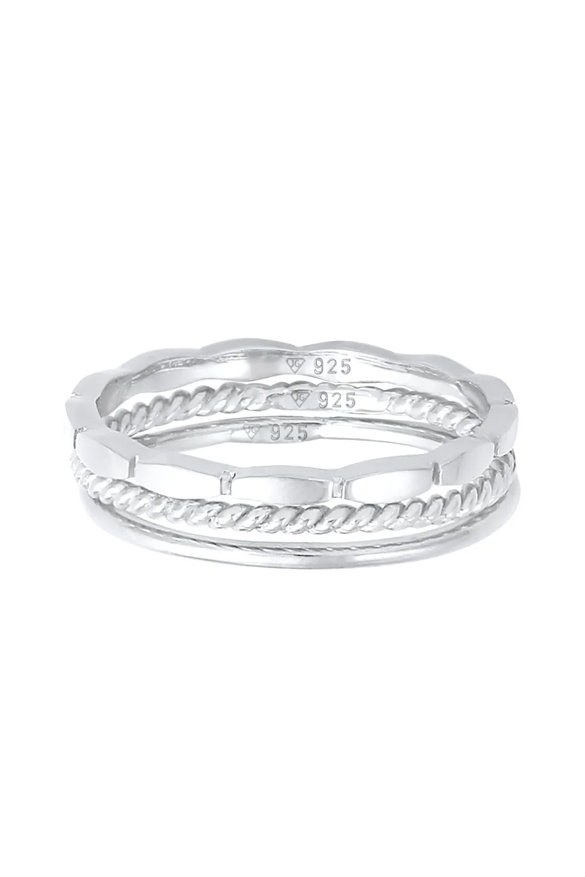 ELLI  Ring Stapelringe Stapelbandring 3er Set 925 Silber