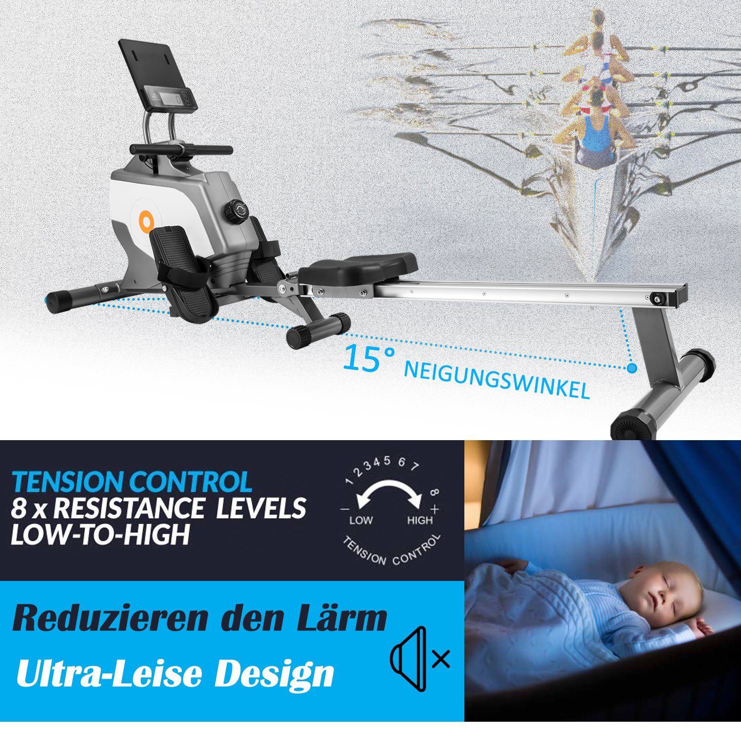 Ulife Rudergerät Klapp-Rudergerät Klapp-Rudergerät, LED-Monitor (Enthält kein PAD)