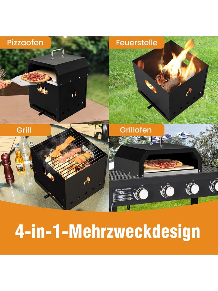 COSTWAY Pizzaofen 4-in-1 in Schwarz günstig kaufen onesize