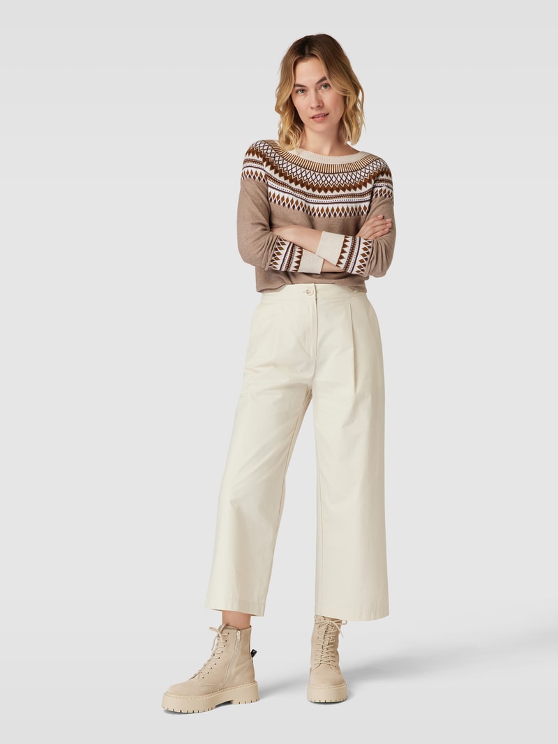 Strickpullover mit Zickzack-Muster in taupe