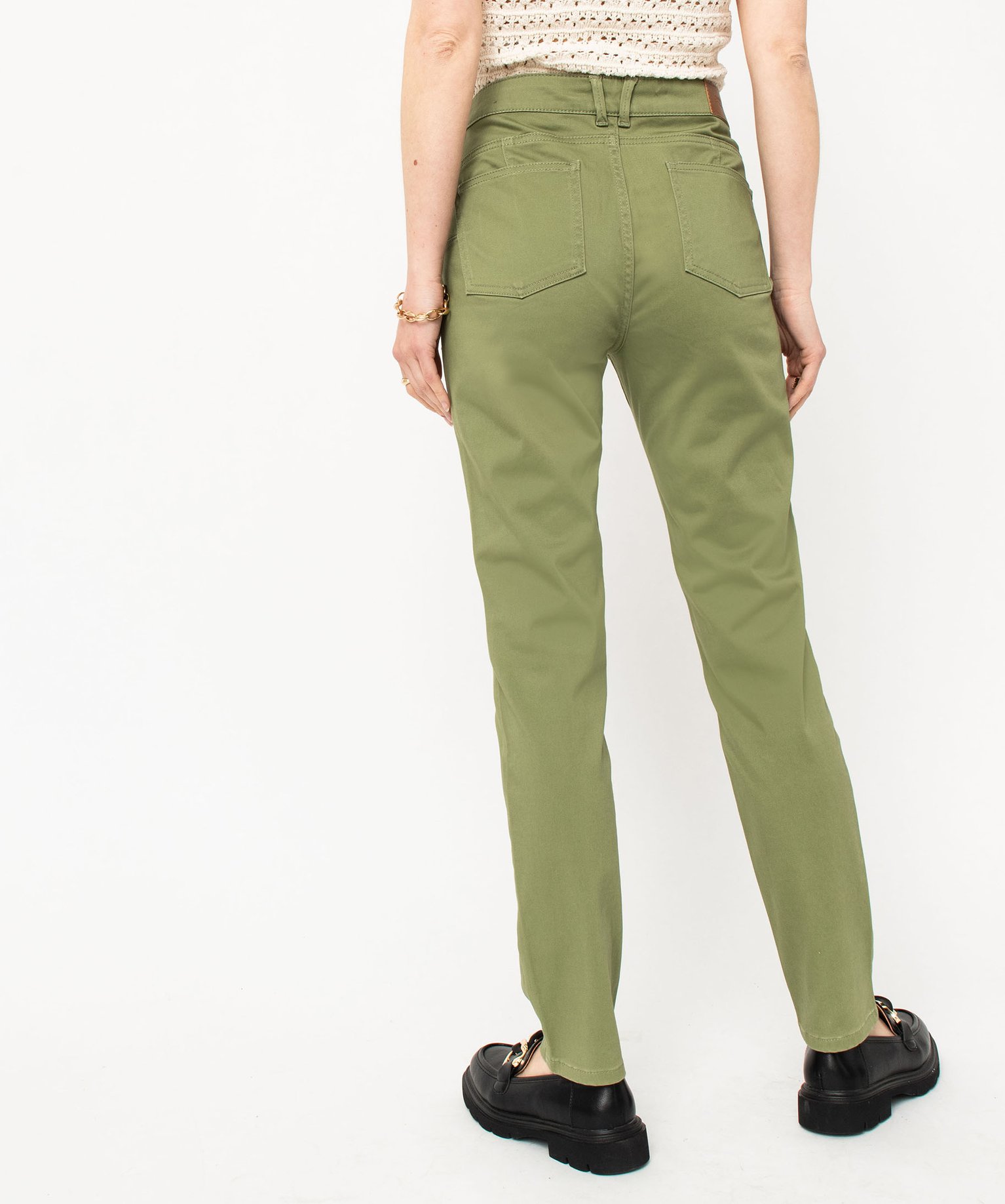 Pantalon en toile coupe slim push-up femme vert | GEMO