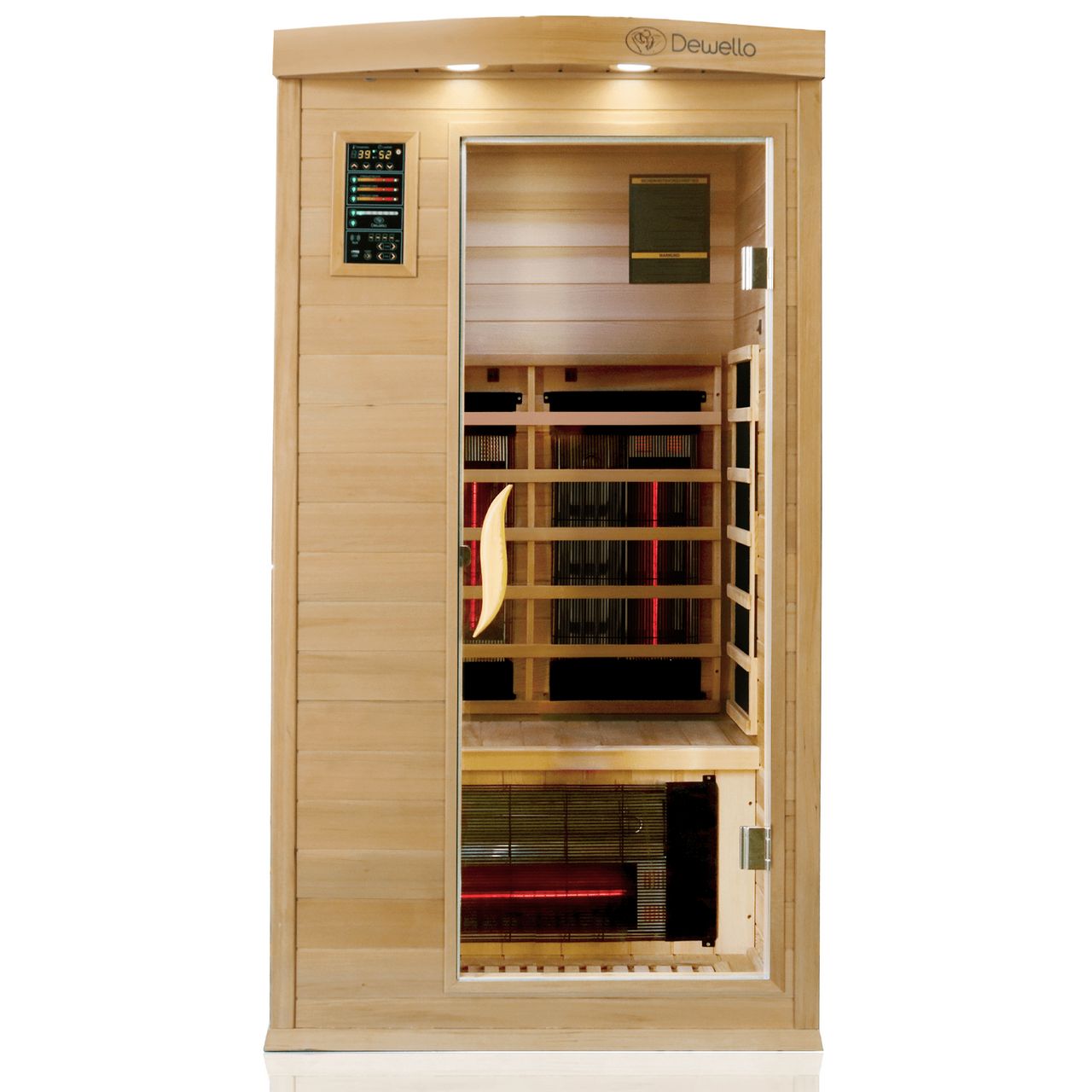 TroniTechnik Dewello® Infrarotkabine Pierson Pro 100x100 für 1 Person, Hemlockholz & Zeder, 3 DUO-Vollspektrum