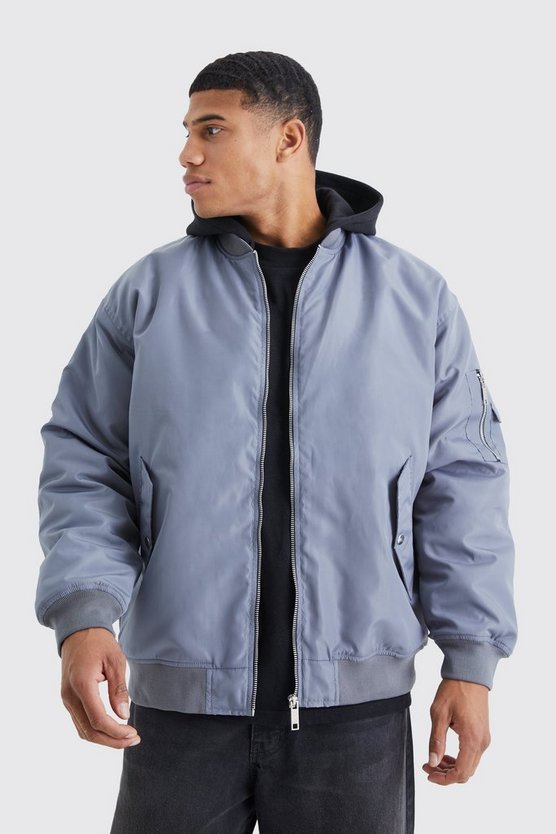 Oversize Ma1 Bomberjacke mit Jersey-Kapuze