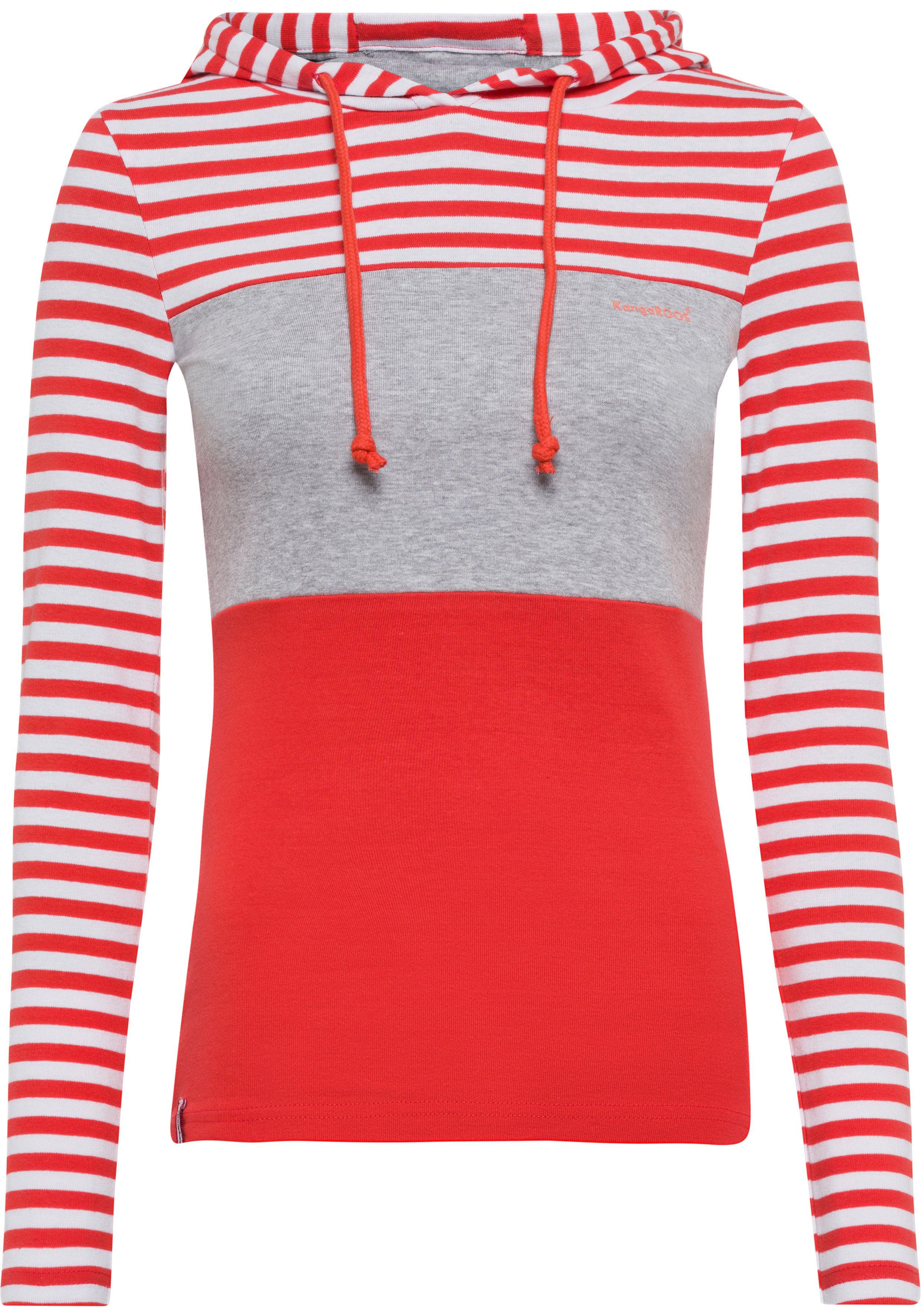 KangaROOS Kapuzenshirt in verspielter Ringel-Optik mit Colorblocking Design