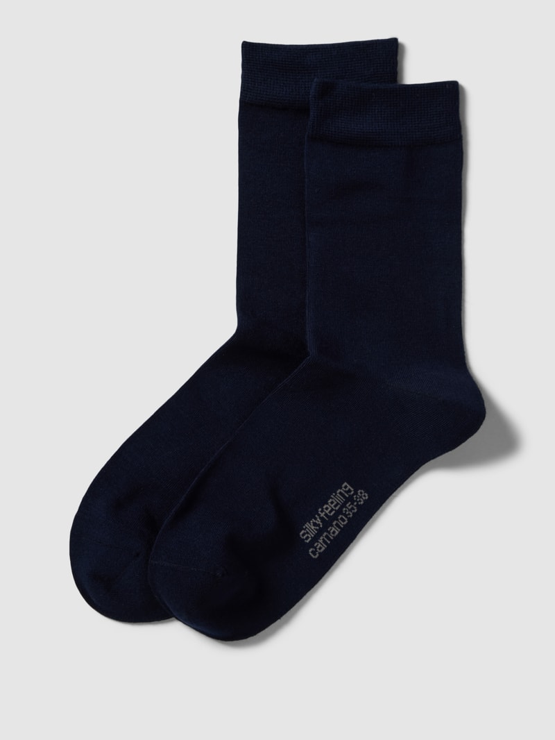 Socken mit Label-Detail Modell 'SILKY FEEL' in marineblau