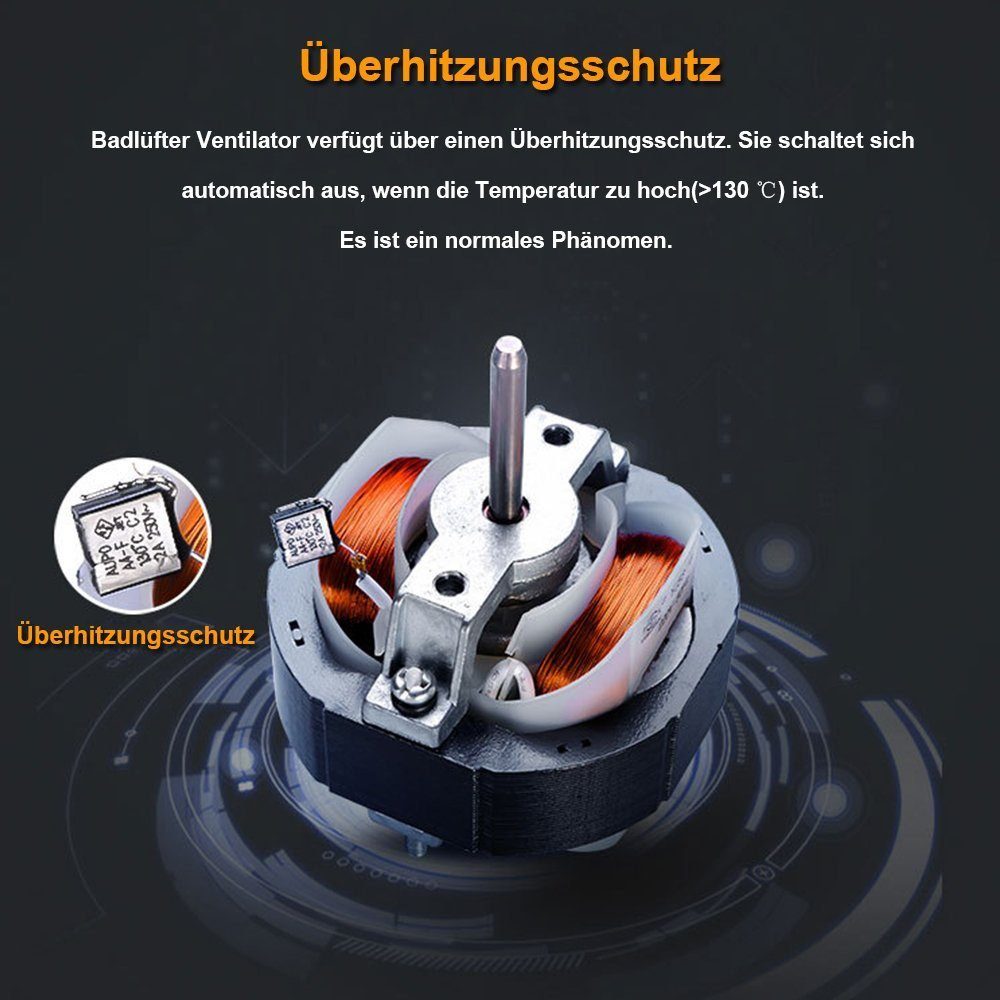 XERSEK Wandventilator Badezimmer Wandlüfter Badlüfter Ventilator 100mm, sehr leise, Geeignete Raumgröße 95m²
