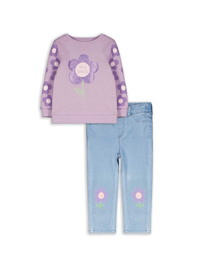 Set aus Sweatshirt und Jeggings - Glitzerprint