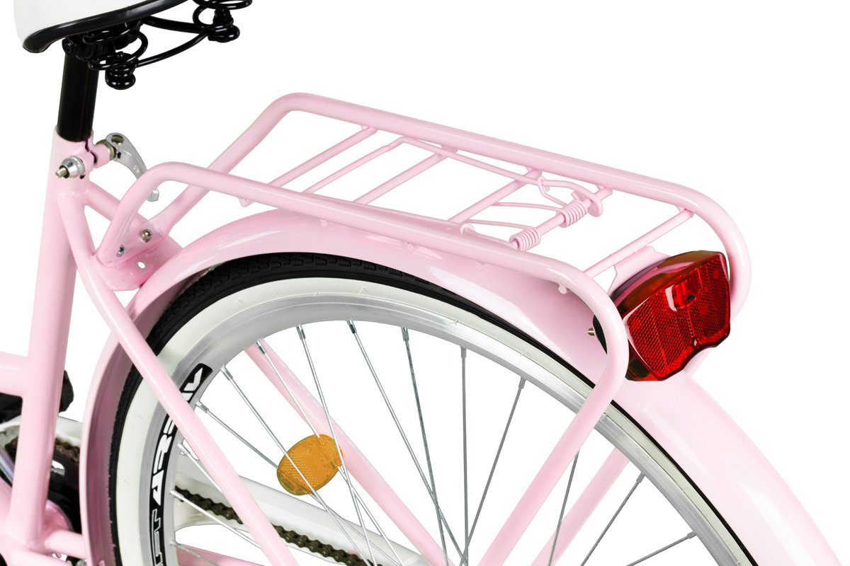 MILORD BIKES Cityrad Milord City Fahrrad Weidenkorb Damenfahrrad, 28/26 Zoll, Rosa, 1-Gang, 1 Gang