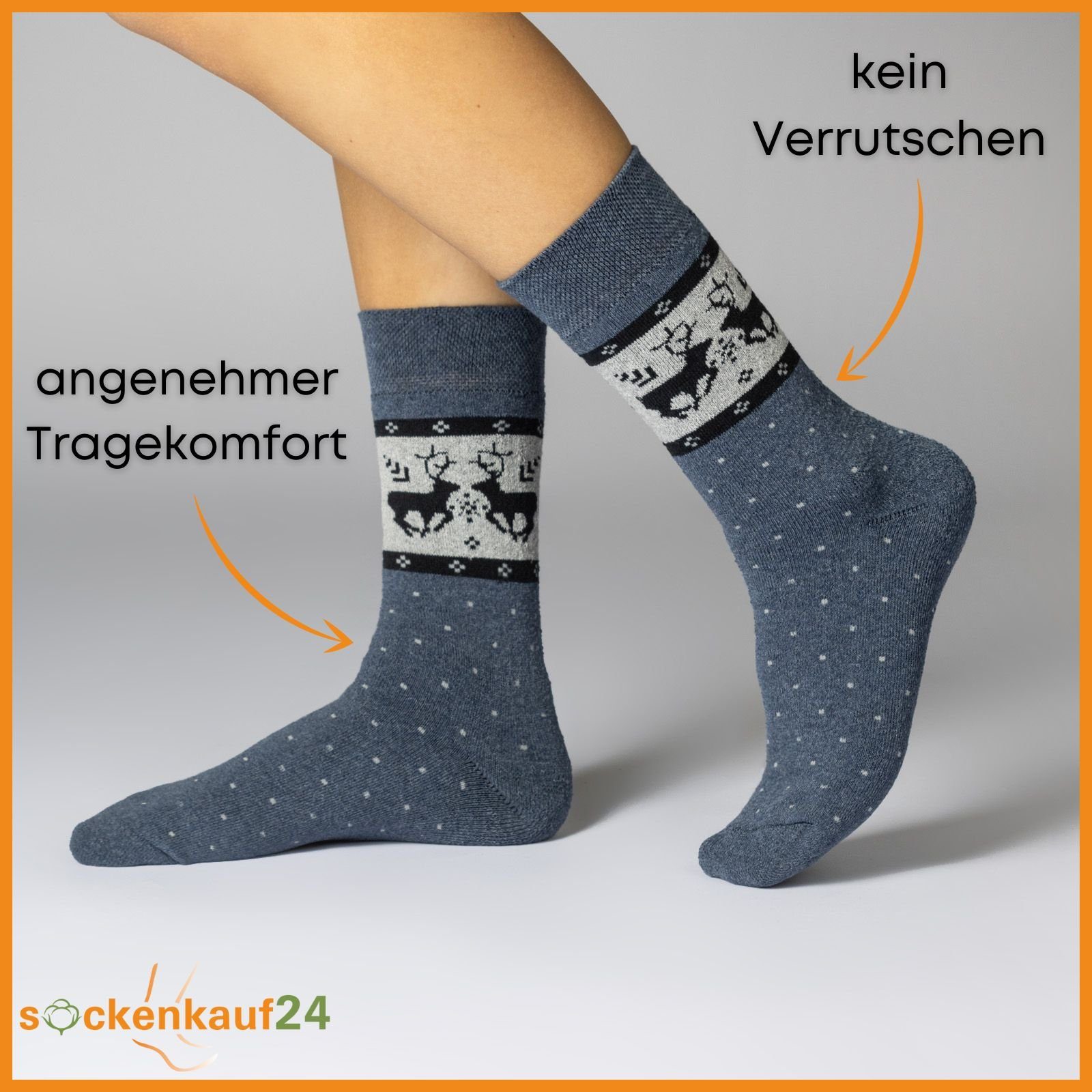 sockenkauf24 Thermosocken 6 oder 12 Paar Damen Wintersocken D27 kuschlig warm (6-Paar, 39-42) mit Innenfrottee - 11827 WP
