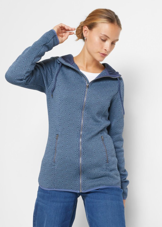 Strickfleecejacke mit verschließbaren Taschen