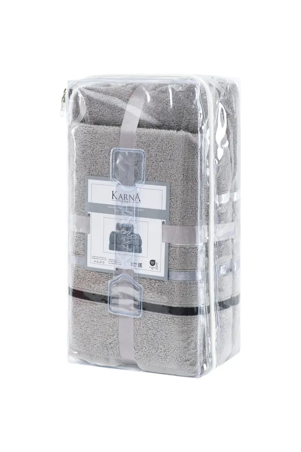 Karna Home  Bale 4-teiliges Badetuch-Set Grau