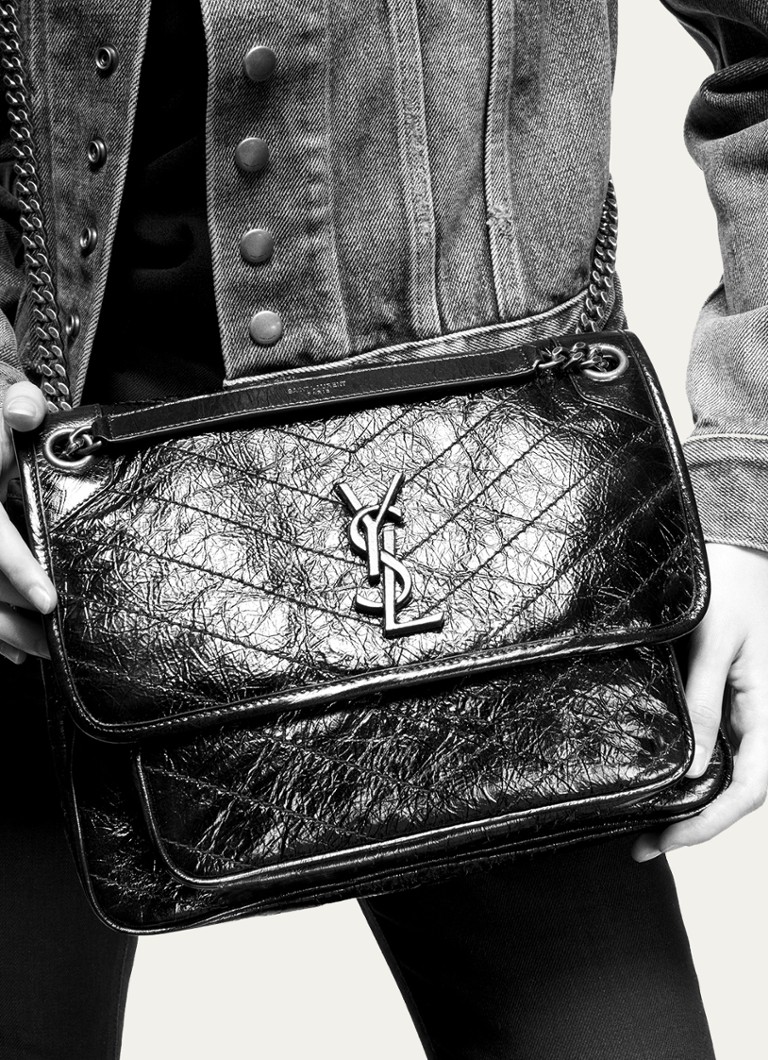 Saint Laurent Niki μεσαίου μεγέθους δερμάτινη τσάντα ώμου