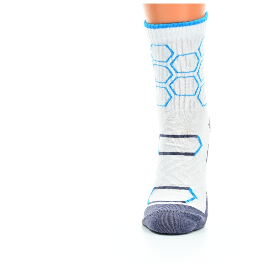 Footic Sport Hexagon BF White Turquoise Socken, 1 Paar