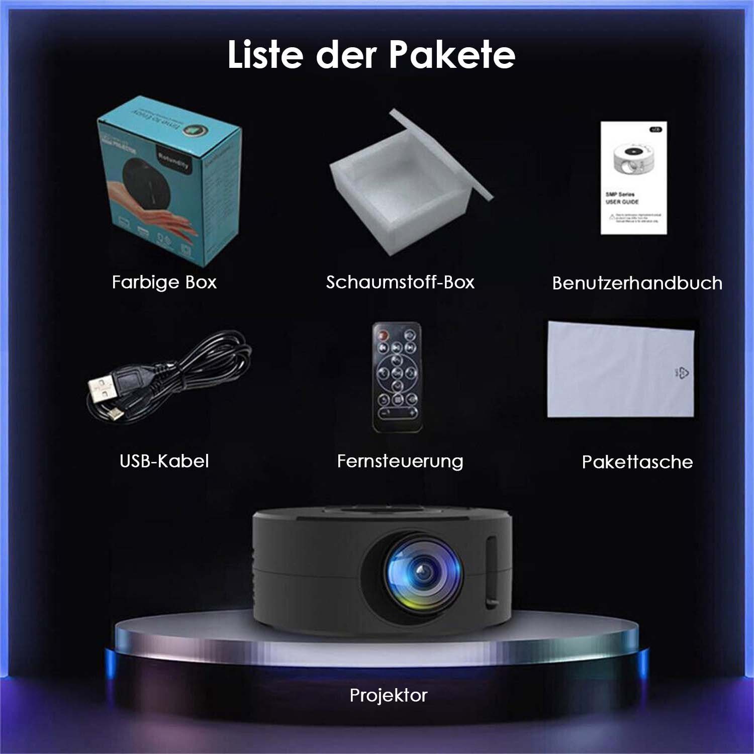 Yoyaxi Mini-Projektor LED HD 1080P Heimkino Tragbares Heimkino Portabler Projektor (Klein und tragbar, geringe Größe, leicht zu transportieren)