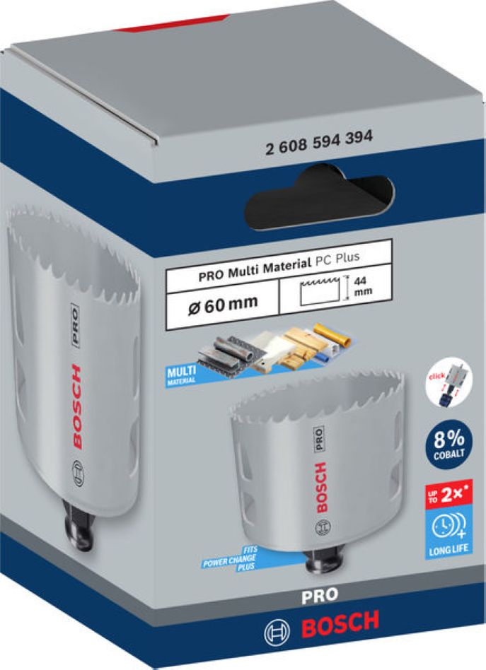 Bosch Blue Accessories 2608594394 PRO Multi Material PC Plus hole saw 60 mm