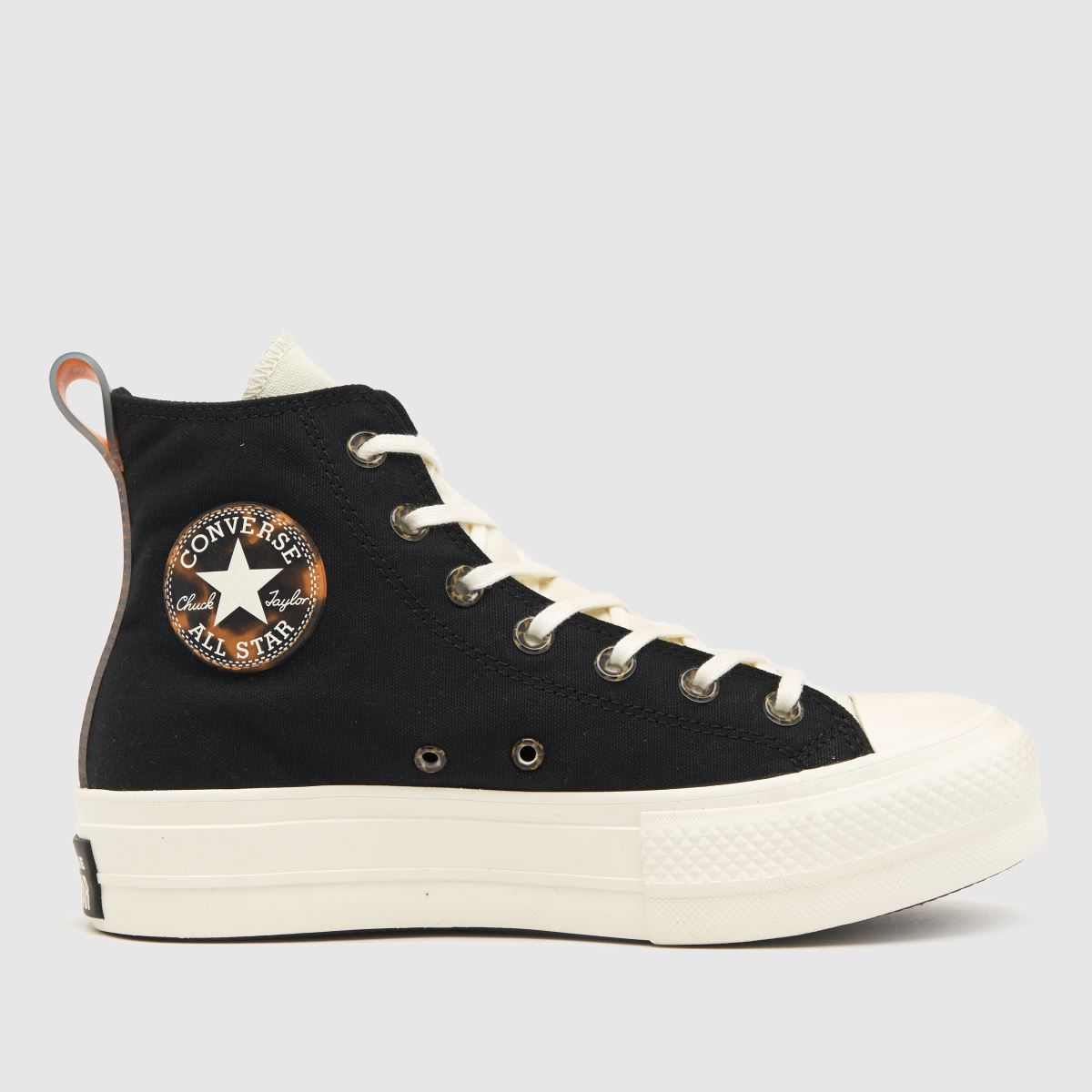 Converse – All Star – Lift – Svarta och bruna höga sneakers