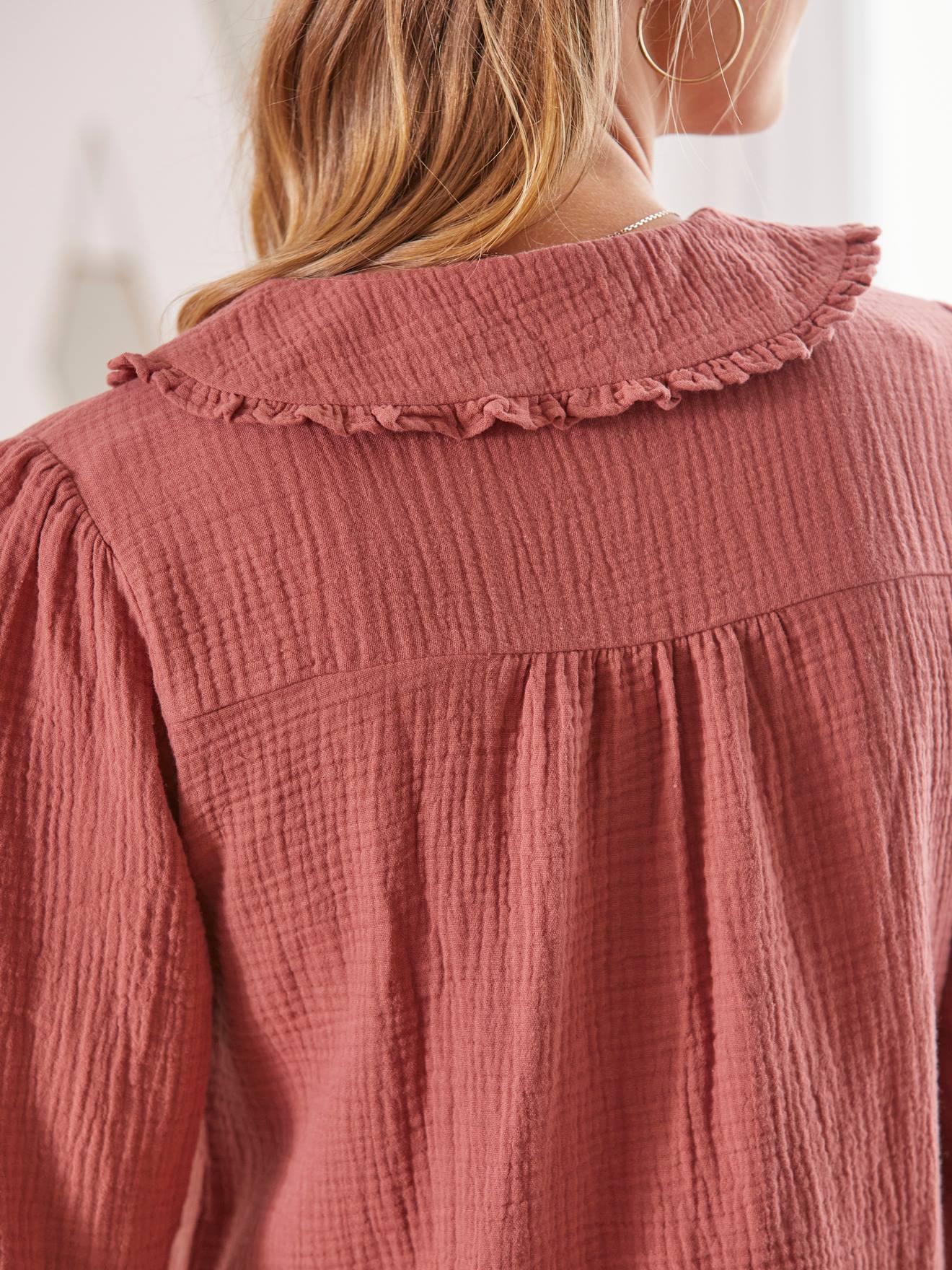 Chemise gaze de coton grossesse et allaitement prune