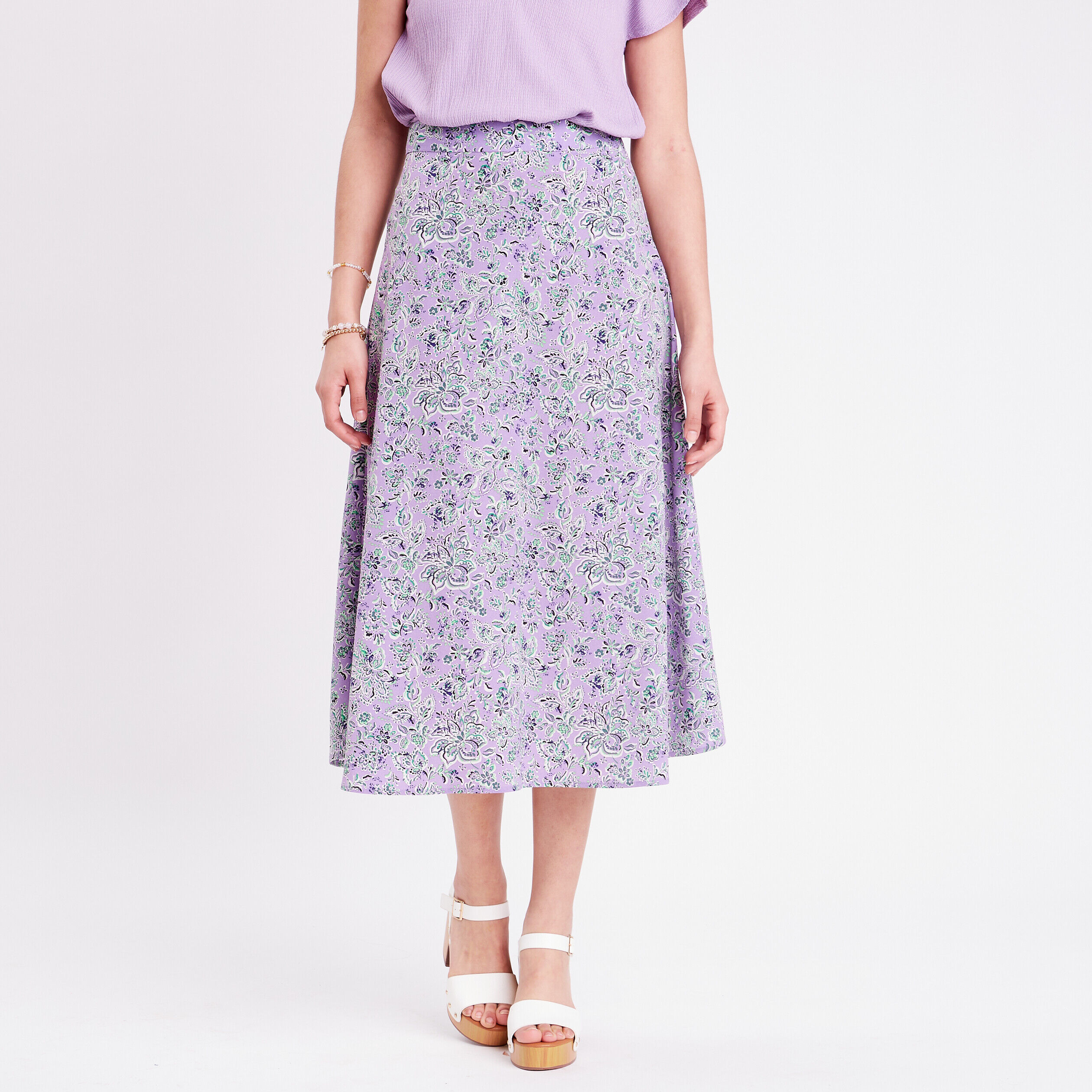 Jupe longue évasée violet femme | Cache Cache
