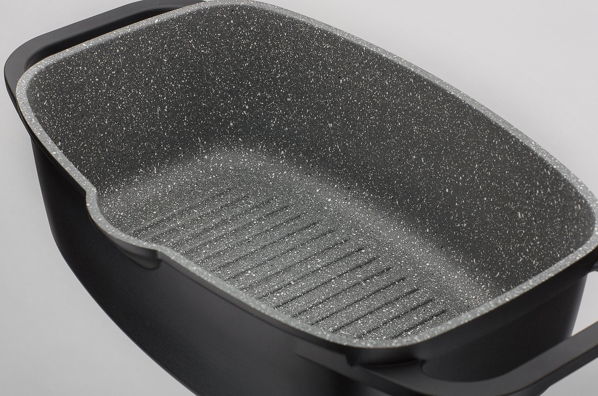 GSW Topf-Set Gourmet Granit, Aluminiumguss (Set, 5-tlg., 3 Pfannen, 1 Bräter, 1 Kochzange), Induktion