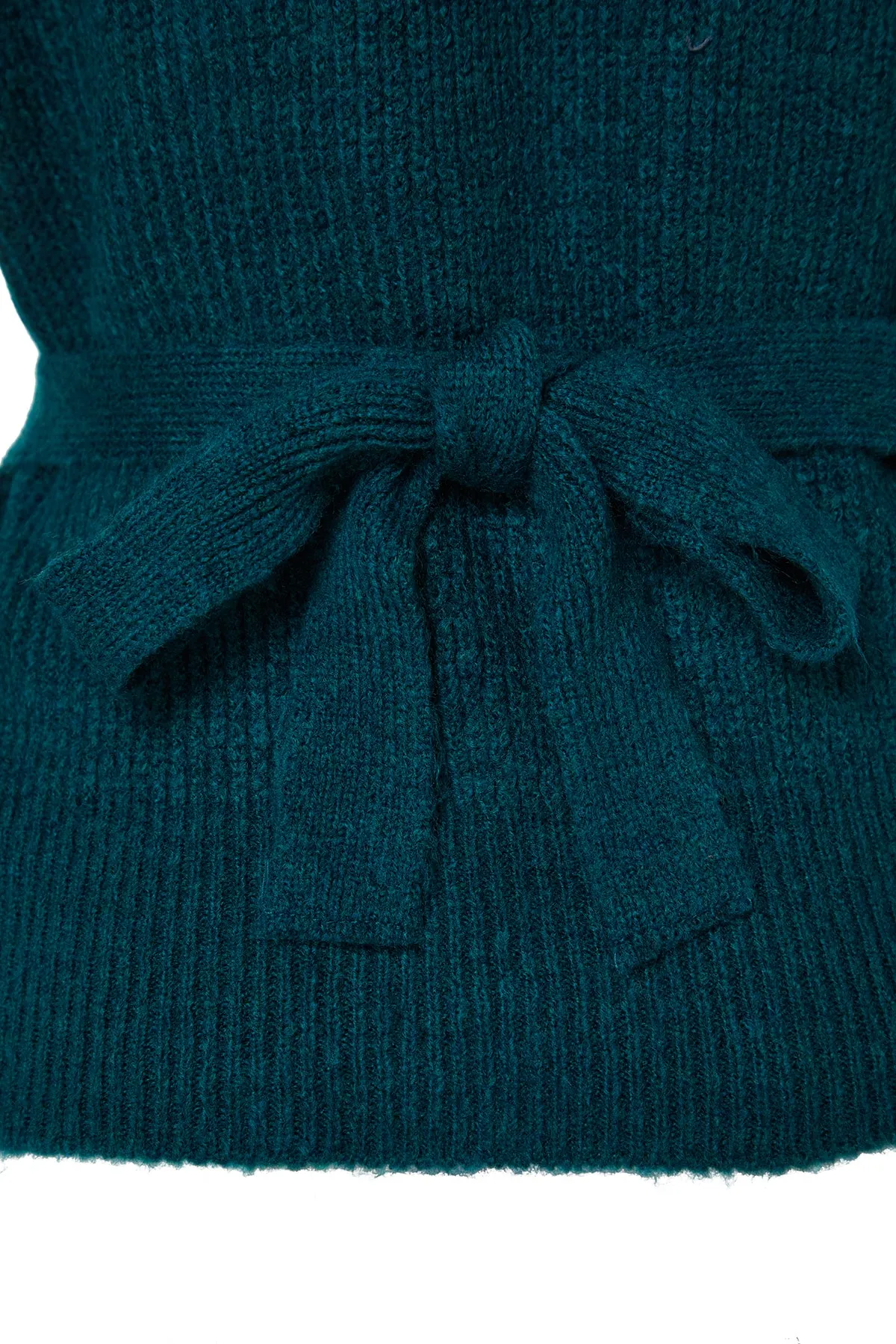 Trendyol Collection  Petrol Weich strukturierte Strickjacke mit V-Ausschnitt TWOAW24HI00282