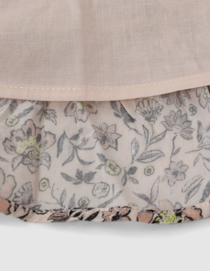 Jupe beige asymétrique imprimé fleurs à volants en viscose ecovero® fille