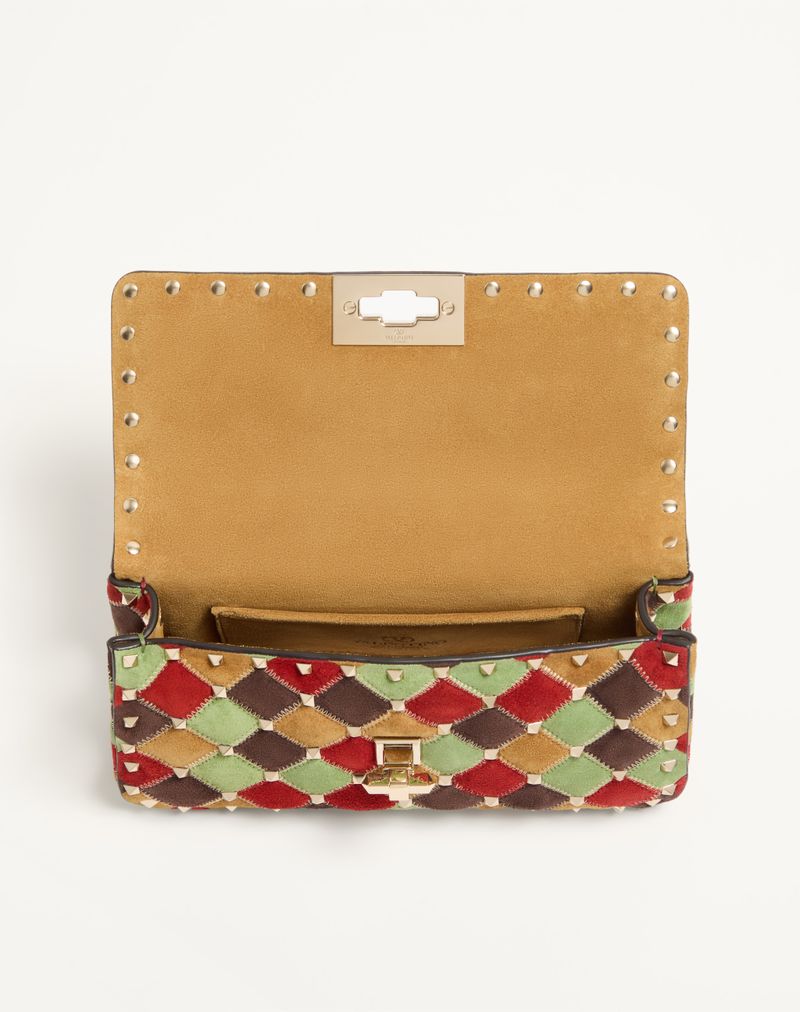 Valentino Garavani Rockstud Spike Lille Patchwork Ruskindstaske