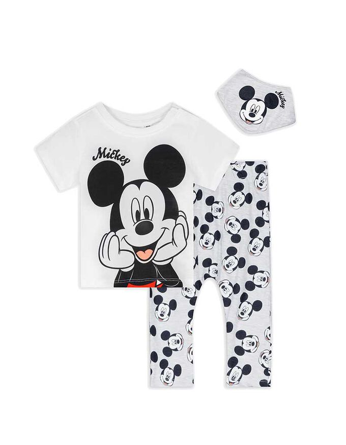 Set aus T-Shirt, Hose und Lätzchen - Mickey Mouse