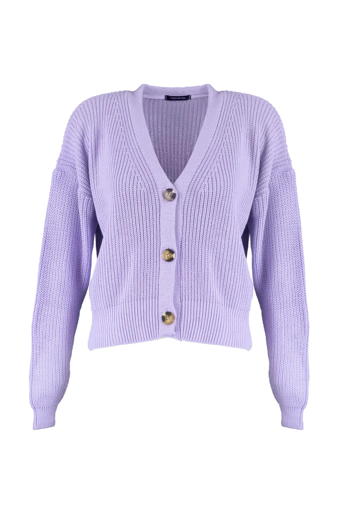 Trendyol Collection  Lila Strickcardigan mit Knopfdetail TWOAW21HI0104