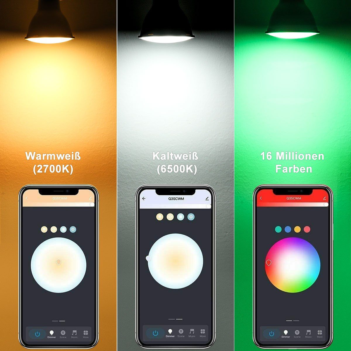 LETGOSPT Smart Lampe, alexa lampe E27, Energie sparen, Mehrfarbrige dimmbare Smarte Lampe, dimmbare smarte WLAN Glühbirne mit Alexa Echo, Google Home