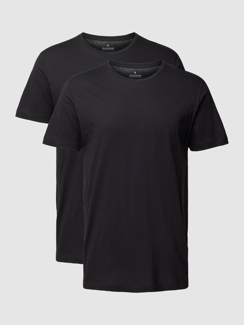 T-Shirt mit Rundhalsausschnitt im 2er-Pack in schwarz