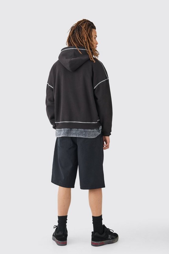 Kastiger Oversize Hoodie mit Print