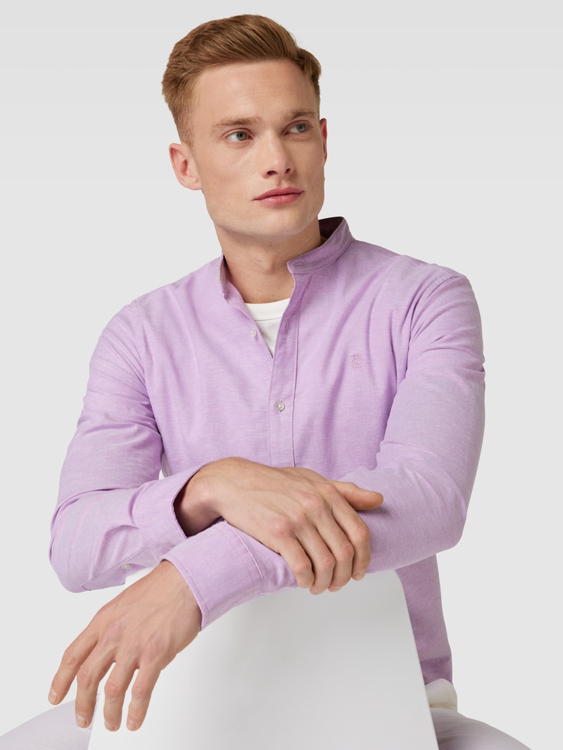Freizeithemd mit Label-Stitching in fuchsia
